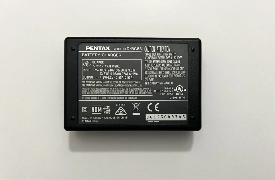 Pentax Battery Charger D-BC63 For Pentax Electronics Cameras - Wall Charger - Image 2 of 3
