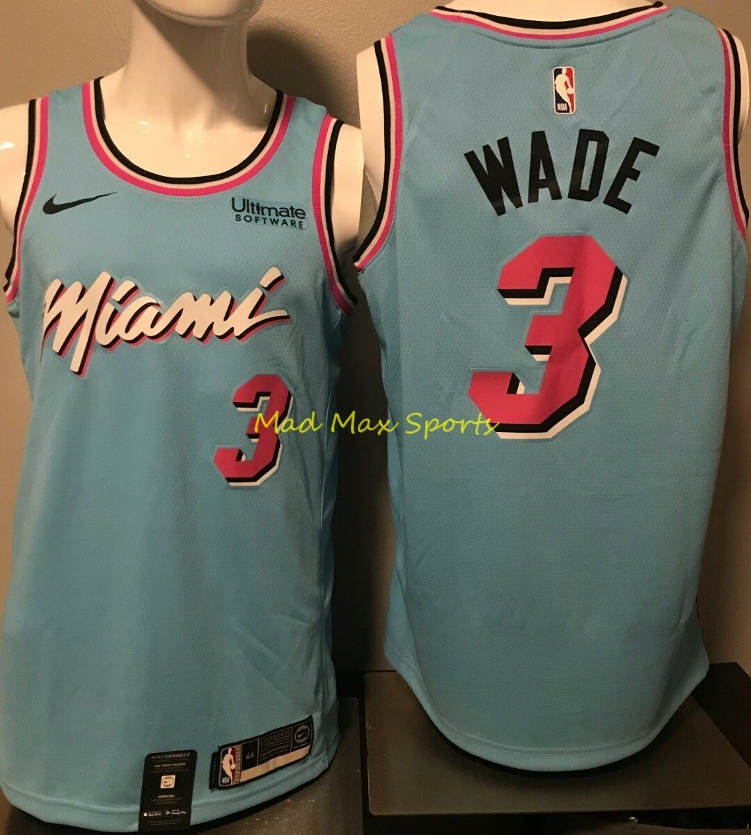 Dwyane Wade Miami Heat 3 City Edition Vice White Swingman Jersey Nike 40 S  / M