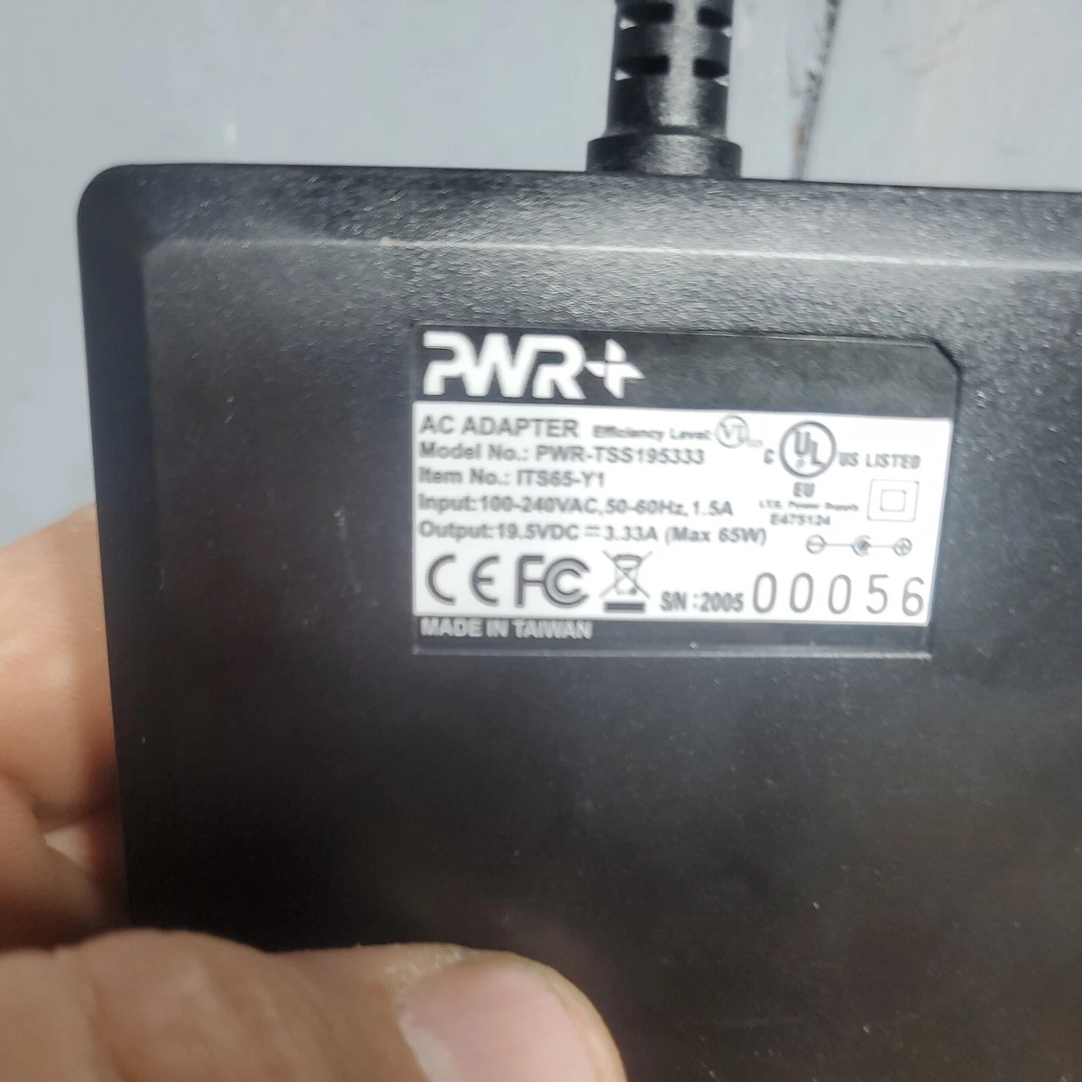 PWR+ TAJ-195333 POWER ADAPTER 65W 19.5V 3.33A (BLUE TIP PLUG 4.5x3 