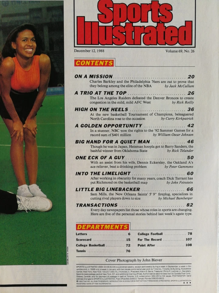 Sports Illustrated журнал 12 декабря 1988 Чарльз Баркли Барри Сандерс JH2 - Изображение 2 из 2