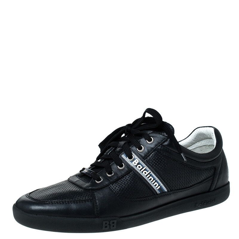 Baldinini Blue Perforated Leather Lace Up Sneakers Size 44 Baldinini Blue Perforated Leather Lace Up Sneakers Size 44