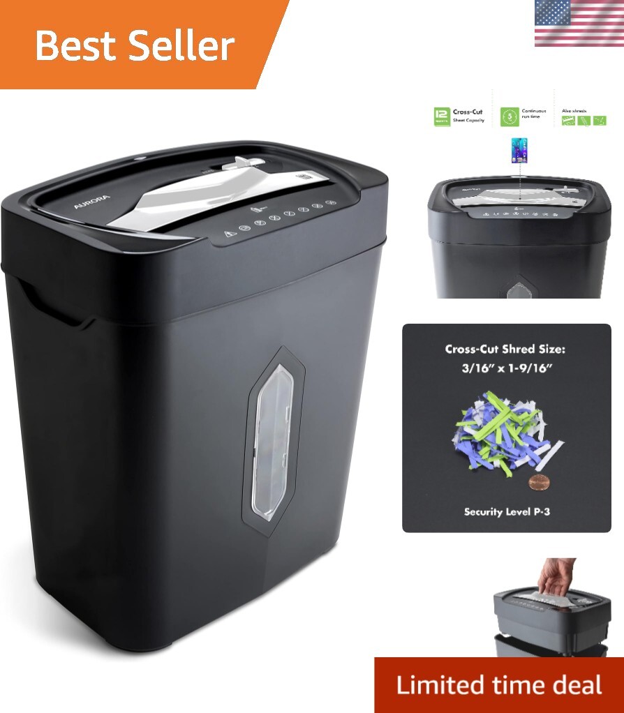 Compact Crosscut Shredder for Paper & Credit Cards with 5.2-Gallon Bin, Anti-Jam-image