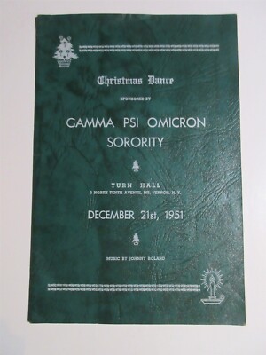 1951 Christmas Dance GAMMA PSI OMICRON Sorority Program Mt. Vernon Turn Hall
