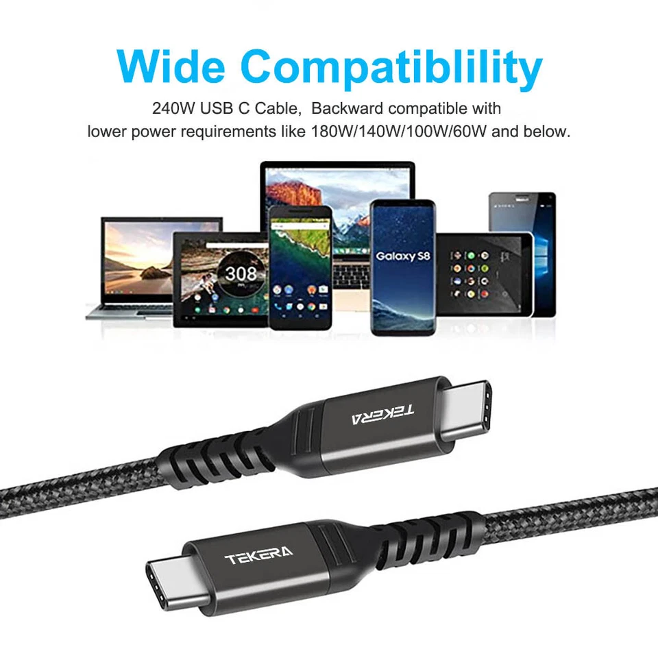 60W/100W/240W 40Gbps Type C to USB C Data Cable Fast Charging For Samsung HuaWei - image 3 of 4