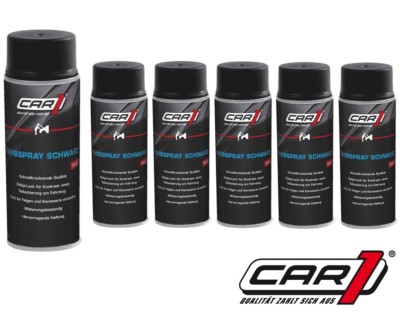 6 x 400ml CAR1 Farbspray SCHWARZ GLÄNZEND Autolack Spraydose - CO 3601