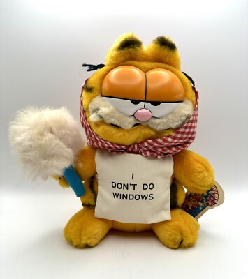 VTG Dakin Garfield ''I Don't Do Windows'' 9'' Plush 1981 Mother's Day WITH TAGS!