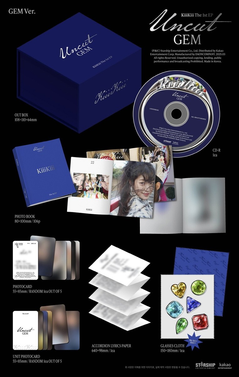 ★非売品◆サインCD&報道資料&ステッカー◆KiiiKiii◆UNCUT GEM CD) KiiiKiii 1st EP - Uncut Gem (Gem Ver.) Limited Edition +