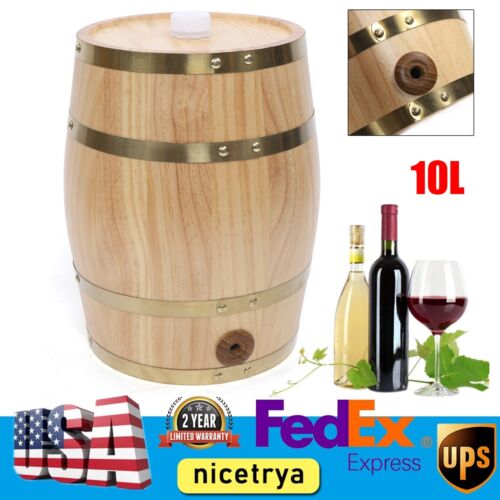 10L Barrel Cask Wooden Storage Wine Brandy Whiskey Beer Dispenser Barrel?US