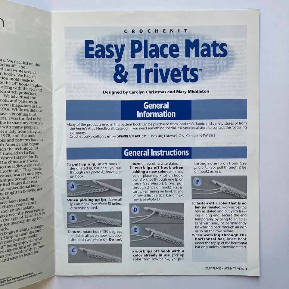 Vintage Annie's Attic 121279 Crochenit Easy Place Mats & Trivets 6 Designs 2002 - Image 4 of 4