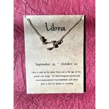 Libra Zodiac Sign Gold Plated Necklace Constellation Cubic Zirconia