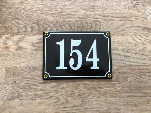 French Black Enamel Metal House Door Gate Street Number Plaque Sign Plate 154