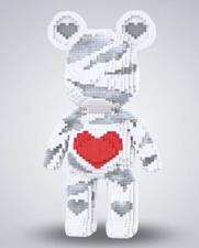 NEW- Teddy Blocks 3600pcs- White Bear w/heart-Buildable Brick Bear- Valentines