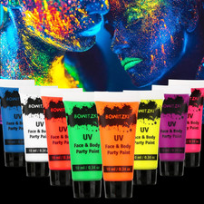 UV Neon Face Body Paint 8 Tubes 0.34oz Liquid Kit Black Light Glow in The Dark M
