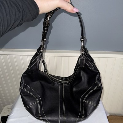 Coach Y2K Black Leather Slouchy Crescent Hobo Shoulder Bag Purse