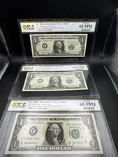 3 $1 FRN's WITH CONSECUTIVE REPEATER SERIAL #'s - PCGS 64/65