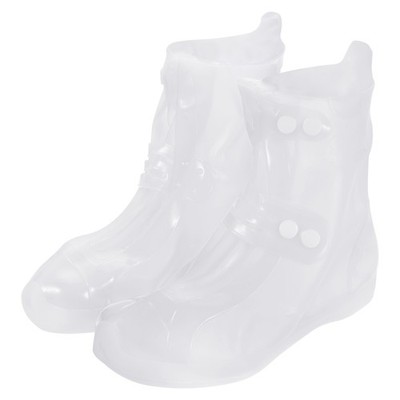 Waterproof Shoes Cover S Overshoes Rain Galoshes with Double Buckle, White