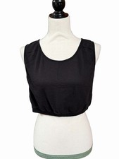 David Michael Black Cropped Cotton Tank Top Small Sleeveless Knit Made in USA
