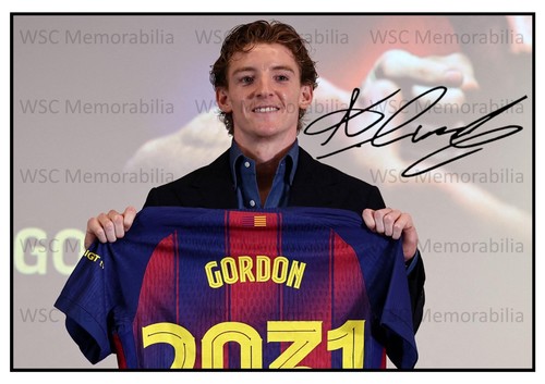 11053. Anthony Gordon Signed Pictures A4 Prints Barcelona Newcastle England etc.