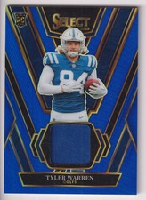 TYLER WARREN 2025 PANINI SELECT FOOTBALL JERSEY RELIC ROOKIE CARD #RSW-TWN