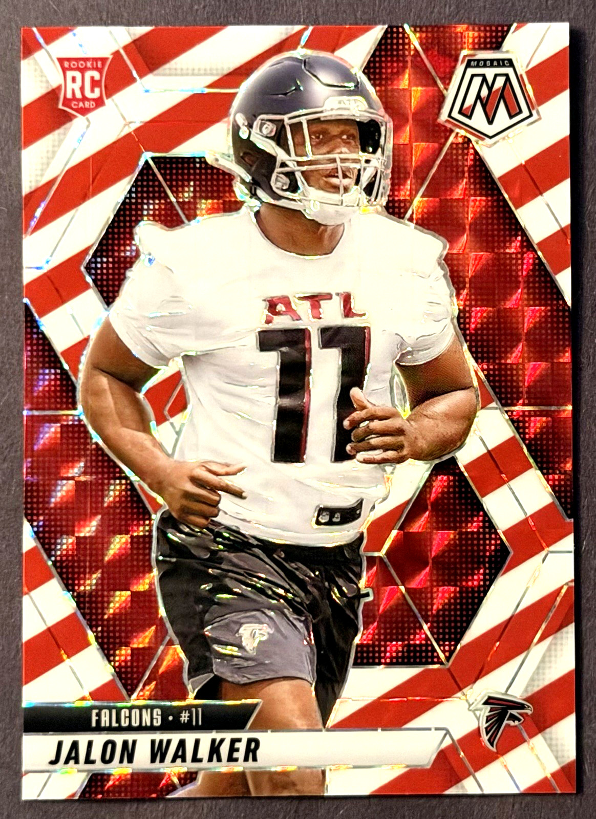 Jalon Walker RED & WHITE STRIPE RC #377 2025 Panini Mosaic Falcons