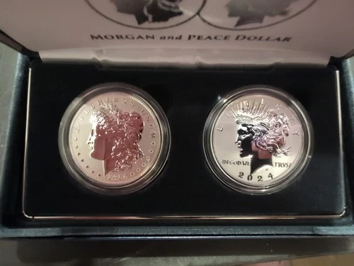 2024 Morgan And Peace Dollar Reverse Proof Two-coin Set OGP/COA "24XS"