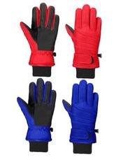 2 Pairs Kids Waterproof Winter Snow Gloves Ski 8-12 Years Royal Blue, Red