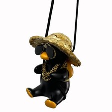 Cute Swinging Duck Car Mirror Hanging Accessories Rear View Mirror Black Duck