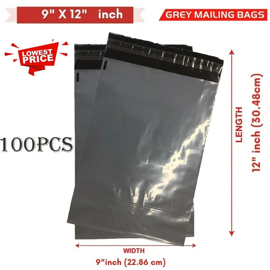 Bolsas de correo postales grises fuertes baratas de plástico poli postal auto sellado tamaño paquete - Imagen 3 de 4