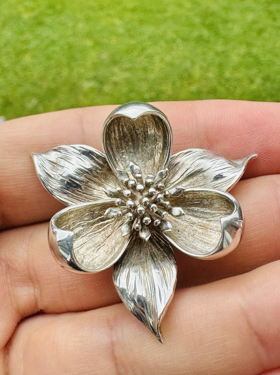 Tiffany & Co. シルバー花ブローチ Tiffany & Co. Sterling Silver Orchid Flower Brooch Pin | eBay
