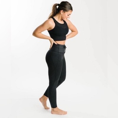 NWT Zyia Active Black Shimmer Drawstring Luxe 7/8 24  Legging.