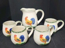Juego de 5 piezas de gallo de cerámica Alco Industries, jarra y 4 tazas