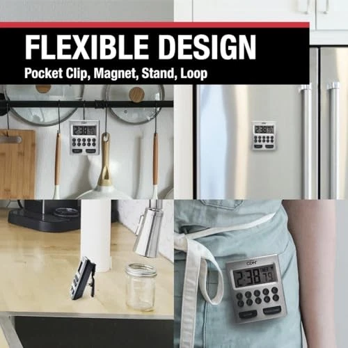 Temporizador de cocina digital CDN con entrada directa doble alarma opción vibración fuerte Foto 3 de 4