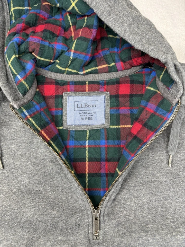 L.L. Sudadera con Capucha Bean Para Hombre Sudadera Mediana Forrada de Franela Cremallera Completa Mezcla de Algodón Gris Foto 2 de 4