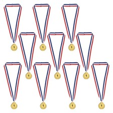 10Pcs 2" Gold Winner Award Medals Style Medals 1st Prizes with Ribbon