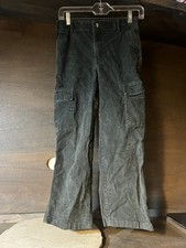 Old Navy Boys Cargo GREEN Baggy Corduroy Pants Size 10 ADJUSTABLE INSEAM 23"