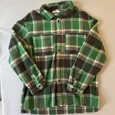 Urban Outfitters Men Jacket XL Green Plaid Long Sleeve Shacket