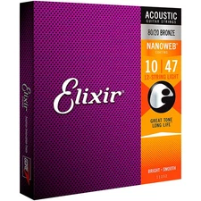 Elixir 80/20 Bronze 12-String Acoustic Guitar Strings NANOWEB Light (.010-.047)