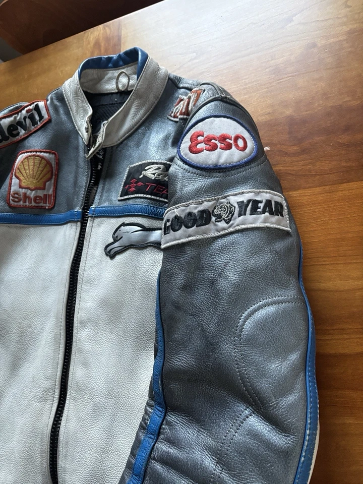 Chaqueta de moto de cuero personalizada de París, para hombre talla M Foto 4 de 4