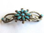Sterling Silver Turquoise HAIR BARRETTE Pettipoint and Round Signed Zuni — photo 4