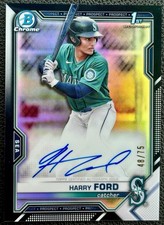 2021 Bowman Draft Harry Ford 1st Chrome Auto Black Refractor /75 CDA-HF Mariners