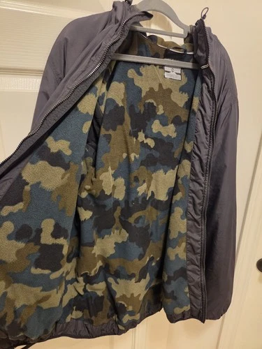 Hurley Mens Hybrid Softshell Jacket Black Hooded Fleece Lined Size 2XL Camo  image 7