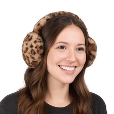 TZ Promise Fuzzy Faux Fur Earmuffs for Women Winter Warm One Size, Leopard