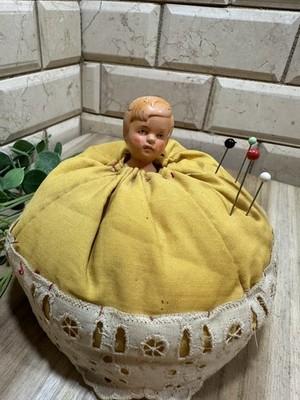 Vintage Pincushion Half Doll Dress Sewing Decor