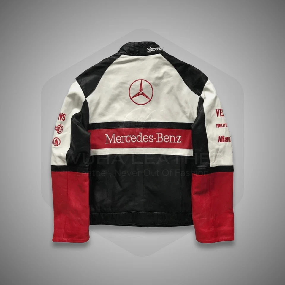 Mercedes Benz F1 Racing Genuine Leather Jacket, West Mclaren Team Vintage Black - Image 2 of 3