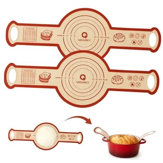 Silicone Sourdough Bread Sling Mat - 2Set Round Dough Baking 2Pcs Round Red