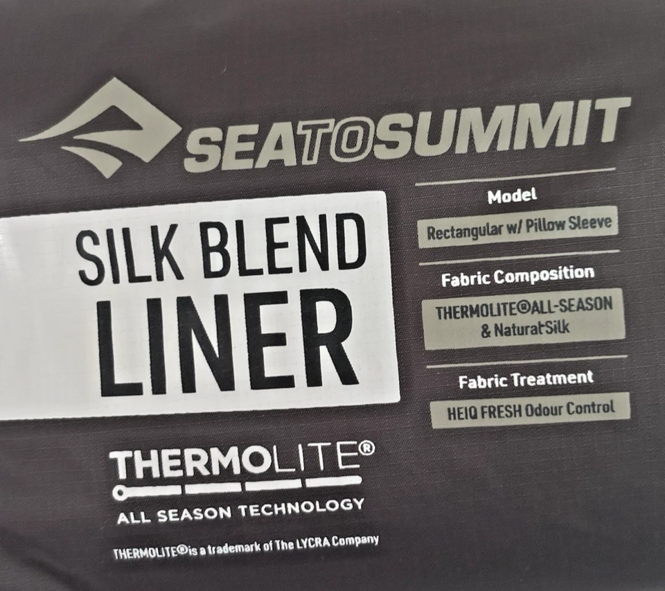 Sea To Summit Silk Blend Grey Rectangular Sleeping Bag Liner Standard/Long- NEW! - Image 4 of 4