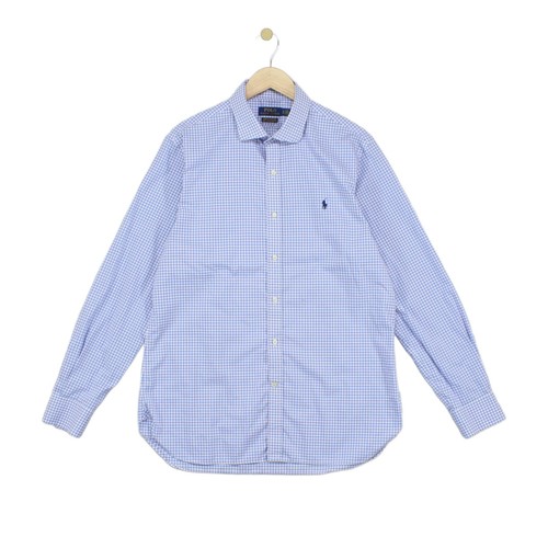 Camicia Ralph Lauren uomo taglia 43 blu slim fit check manica lunga facile cura - Foto 1 di 11