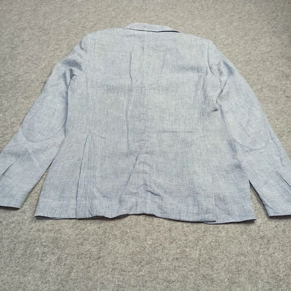 Hommes 100% Lin Veste Blazer 50 ( Pour EU-48 UK-38) Bleu Poule Manteau Sport - Photo 3/4