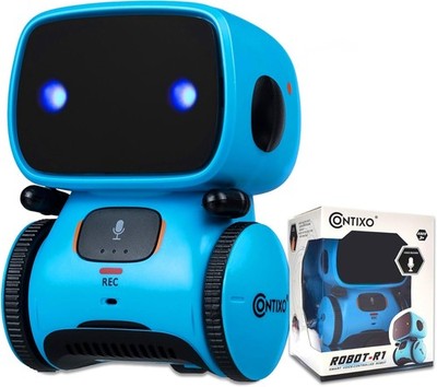 Robot juguete inteligente Contixo R1 para niños, azul, interactivo con control p