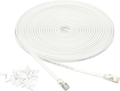 RJ45 Cat 7 Ethernet Patchkabel, flach, 600Mhz, Snagless, inkl. 20 Nägel, 50 F